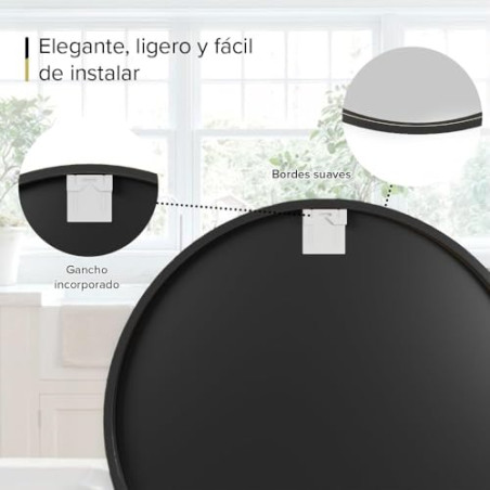 Marctani Espejo Redondo con Marco de Metal - Espejos Decorativos de Pared Elegante y Moderno - Espejo Entrada Recibidor - Ideal 