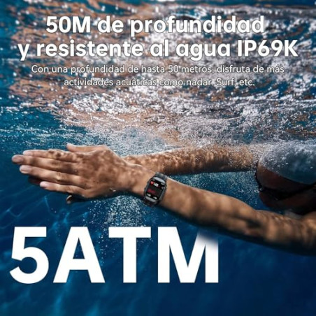 OUKITEL Reloj Inteligente Hombre Militar con Llamadas Bluetooth, Smartwatch Hombre Impermeable 5ATM con 120+ Deportivos, Relojes