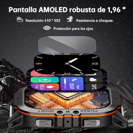 OUKITEL Reloj Inteligente Hombre Militar con Llamadas Bluetooth, Smartwatch Hombre Impermeable 5ATM con 120+ Deportivos, Relojes