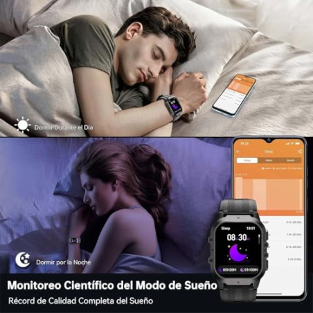 OUKITEL Reloj Inteligente Hombre Militar con Llamadas Bluetooth, Smartwatch Hombre Impermeable 5ATM con 120+ Deportivos, Relojes