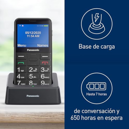 Panasonic KX-TU155EXBN Teléfono Móvil para Personas Mayores, Llamada Prioritaria, Teléfono con Botones Grandes, Compatible co