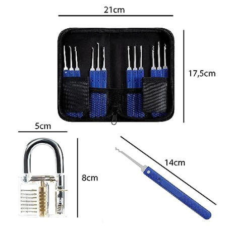 Retoo Juego de ganzúas, 17 Piezas, Guía para Principiantes y Cerrajeros, Lockpicking Set de Extracción, Candado Transparente,
