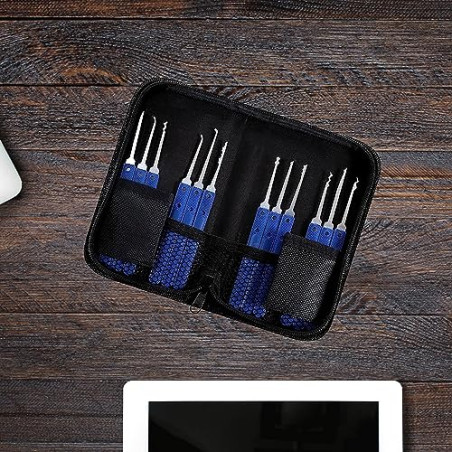 Retoo Juego de ganzúas, 17 Piezas, Guía para Principiantes y Cerrajeros, Lockpicking Set de Extracción, Candado Transparente,