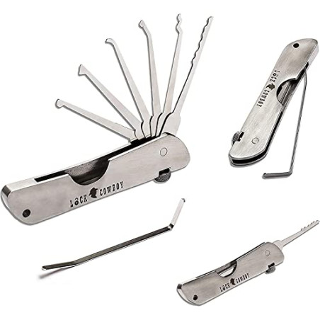 Juego de Ganzúas Cerrajería Profesional 7 en 1 con Cerradura para Puertas de Bombín Cerradura Transparente 2 en 1 de LockCowb