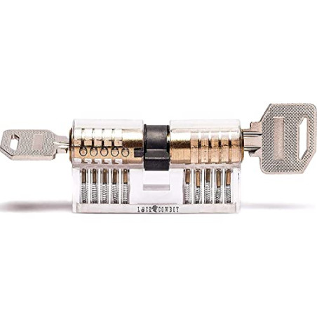 Juego de Ganzúas Cerrajería Profesional 7 en 1 con Cerradura para Puertas de Bombín Cerradura Transparente 2 en 1 de LockCowb