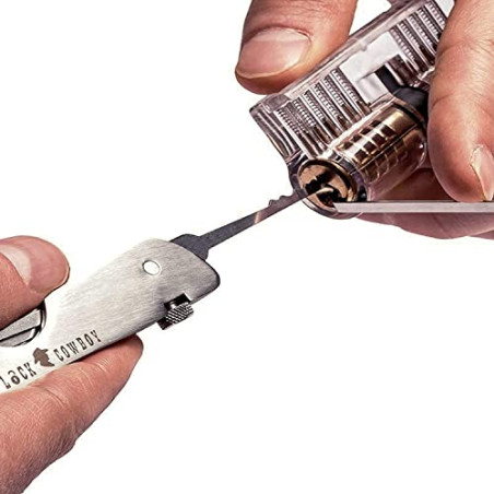 Juego de Ganzúas Cerrajería Profesional 7 en 1 con Cerradura para Puertas de Bombín Cerradura Transparente 2 en 1 de LockCowb