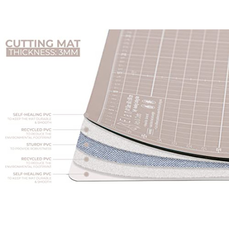 Elan Base de Corte A3 Autocicatrizante Negro, Tabla de Corte 44x30 CM, Tabla Cortar Costura, Cutting Mat A3, Protector mesa Manu