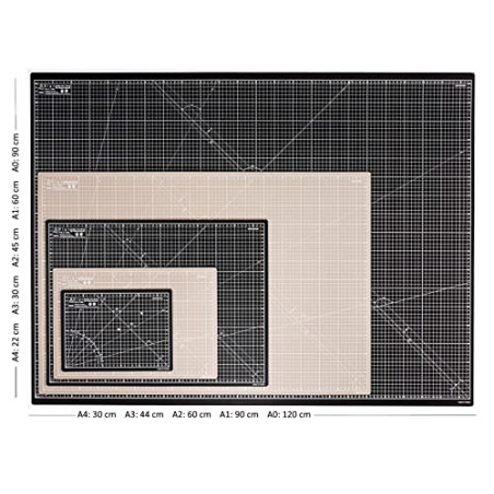 Elan Base de Corte A3 Autocicatrizante Negro, Tabla de Corte 44x30 CM, Tabla Cortar Costura, Cutting Mat A3, Protector mesa Manu