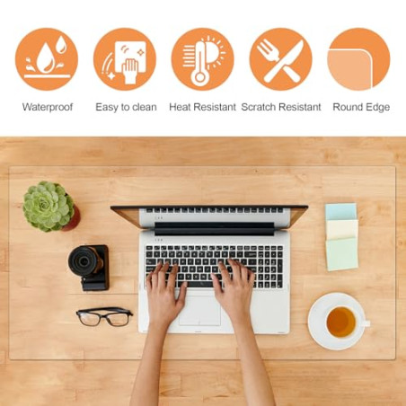 TSKDKIT Protector Escritorio Transparente, PVC Alfombrilla Escritorio Transparente Antideslizante 80 x 40cm Protector Mesa Imper