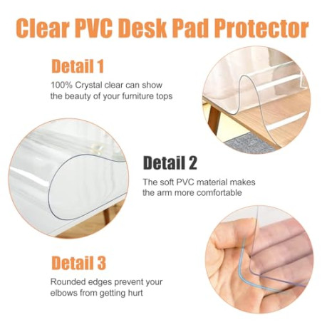 TSKDKIT Protector Escritorio Transparente, PVC Alfombrilla Escritorio Transparente Antideslizante 80 x 40cm Protector Mesa Imper