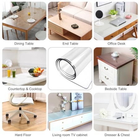 TSKDKIT Protector Escritorio Transparente, PVC Alfombrilla Escritorio Transparente Antideslizante 80 x 40cm Protector Mesa Imper