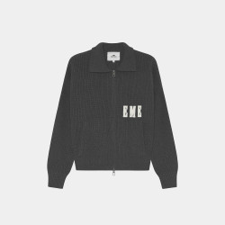 Collar Carbon Zipper Knit