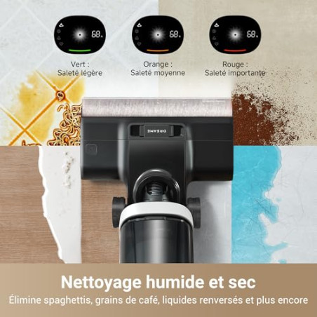DREAME H14 Pro Aspiradora en Seco y Húmedo, Alcance de 180 Celsius, Autolimpieza a 60 Celsius, Secado en 5 min, Máxima Potenci