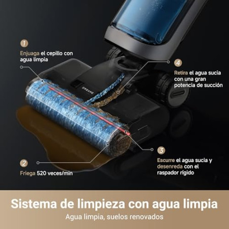 DREAME H14 Pro Aspiradora en Seco y Húmedo, Alcance de 180 Celsius, Autolimpieza a 60 Celsius, Secado en 5 min, Máxima Potenci