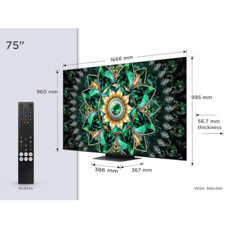 TCL 85Q8C, 85'' QD-Mini LED TV, 4K HDR Premium 5000, ZeroBorder™, Smart TV con Google TV (Dolby Vision IQ y Atmos, Panel Cryst
