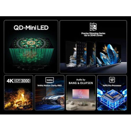 TCL 85Q8C, 85'' QD-Mini LED TV, 4K HDR Premium 5000, ZeroBorder™, Smart TV con Google TV (Dolby Vision IQ y Atmos, Panel Cryst