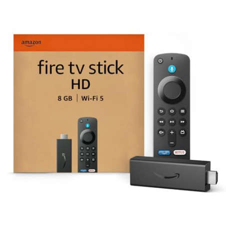 Amazon Fire TV Stick HD (Última generación), con TV en directo gratuita, mando por voz Alexa, controles de Hogar digital y rep