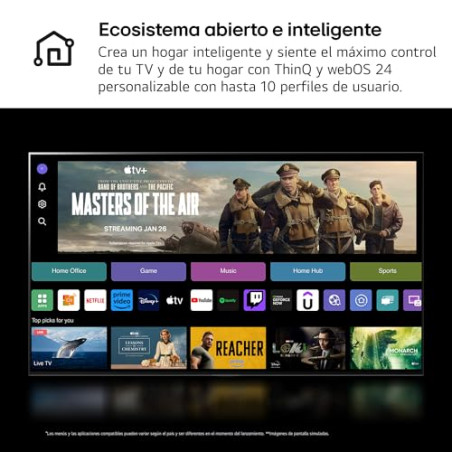 LG 65QNED84A6C - TV 65", QNED 4K, Smart TV, WebOS 25, Super Upscaling, Dolby Vision y Atmos, Alexa/Google Assistant, Negro