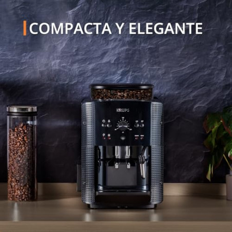 Krups Roma - Cafetera superautomática, molinillo cónico de metal, con selección e intensidad de café, Boquilla vapor, 2 boqu