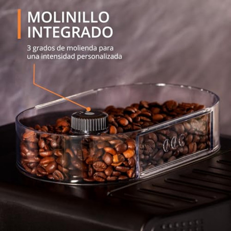 Krups Roma - Cafetera superautomática, molinillo cónico de metal, con selección e intensidad de café, Boquilla vapor, 2 boqu