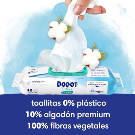 Dodot Toallitas Aqua Pure para Bebé, 1.296 Toallitas, Ayuda a restaurar el pH natural de la piel, 99% agua