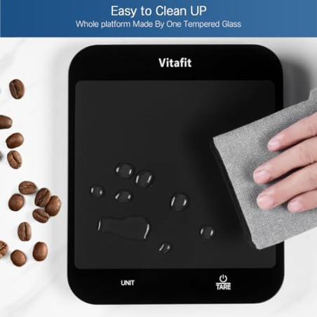 Vitafit Báscula digital de cocina de 15 kg, Balanza Cocina de graduación precisa de 1g, Peso Cocina con Pantalla LED, Multifun