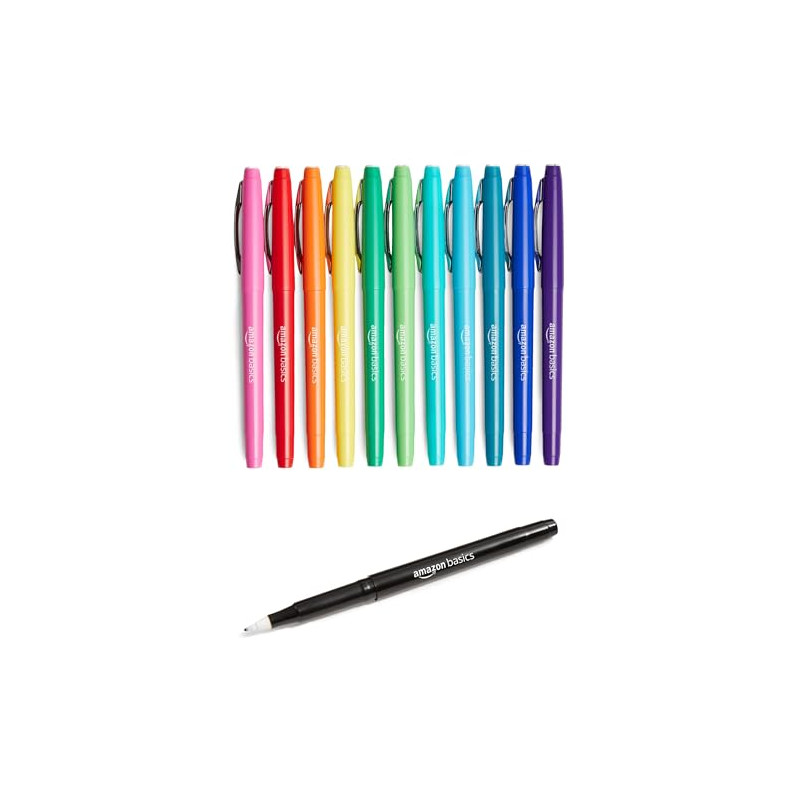 Amazon Basics Rotuladores de punta de fieltro, colores surtidos, paquete de 12