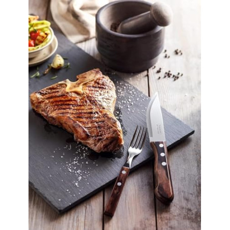 Tramontina Juego de Cuchillos Jumbo para Carne BBQ 12 cm Polywood Castaño FSC® 4 pzas