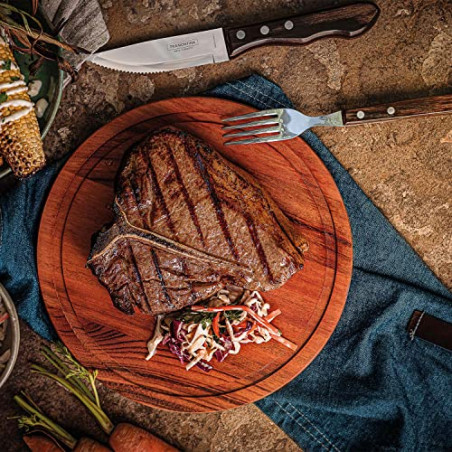 Tramontina Juego de Cuchillos Jumbo para Carne BBQ 12 cm Polywood Castaño FSC® 4 pzas