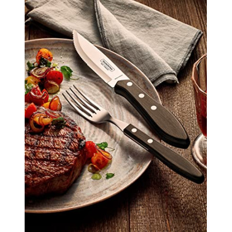 Tramontina 29899-263 Jumbo - Cubertería para carne (8 piezas, 4 cuchillos de carne y 4 tenedores de carne, AISI 420, acero inox
