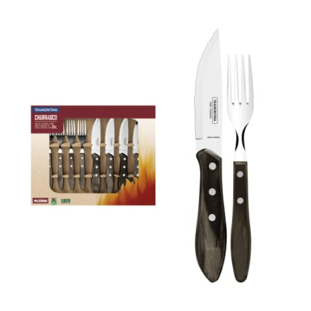 Tramontina 29899-263 Jumbo - Cubertería para carne (8 piezas, 4 cuchillos de carne y 4 tenedores de carne, AISI 420, acero inox