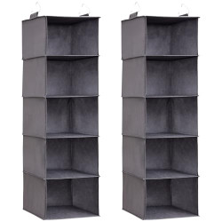 Lifewit Juego de 3 Organizador Armario Colgante con 5 Estantes y 2 Ganchos Fuertes, Estantes de Almacenamiento para Armario, Org