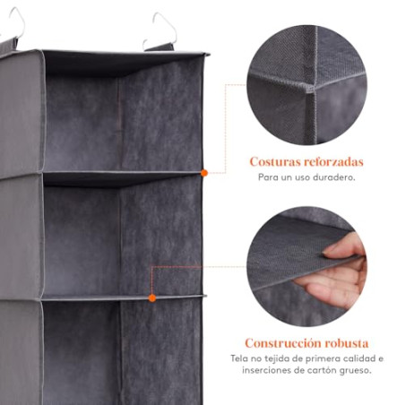 Lifewit Juego de 3 Organizador Armario Colgante con 5 Estantes y 2 Ganchos Fuertes, Estantes de Almacenamiento para Armario, Org