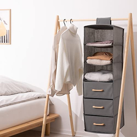 Navaris Organizador Colgante con cajones - Organizadores para Colgar en Interior de Armario con 3X cajón - Ordenación y almace