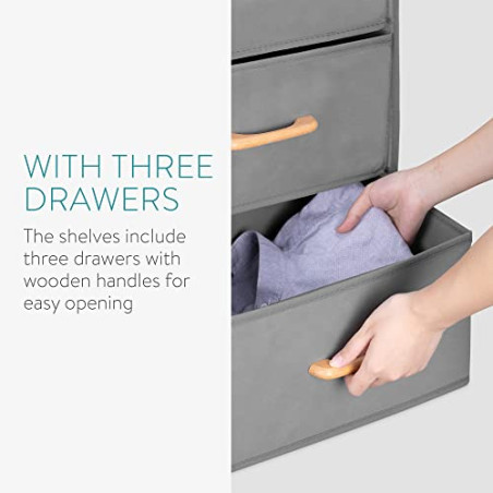 Navaris Organizador Colgante con cajones - Organizadores para Colgar en Interior de Armario con 3X cajón - Ordenación y almace