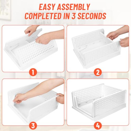 USHOP Juego de 4 organizador armario ropa​​ – ​​Cajas Almacenaje,Diseño perforado con compartimentos extraíbles,orga