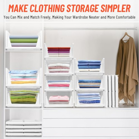 USHOP Juego de 4 organizador armario ropa​​ – ​​Cajas Almacenaje,Diseño perforado con compartimentos extraíbles,orga