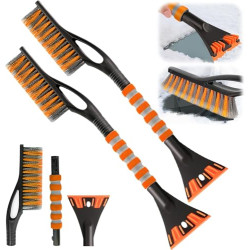 ZPQAODI 2 rasquetas de hielo para coche con escoba, rascador de hielo 2 en 1 para coche con escoba, 60 cm, batidor de nieve extr