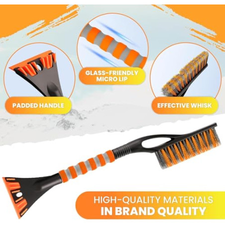 ZPQAODI 2 rasquetas de hielo para coche con escoba, rascador de hielo 2 en 1 para coche con escoba, 60 cm, batidor de nieve extr