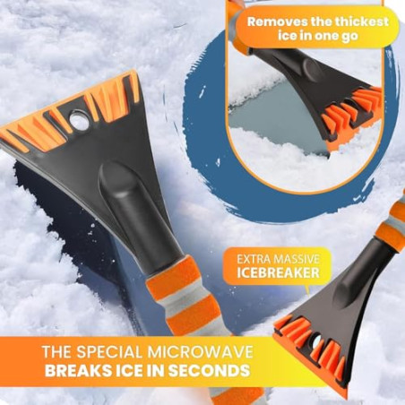 ZPQAODI 2 rasquetas de hielo para coche con escoba, rascador de hielo 2 en 1 para coche con escoba, 60 cm, batidor de nieve extr