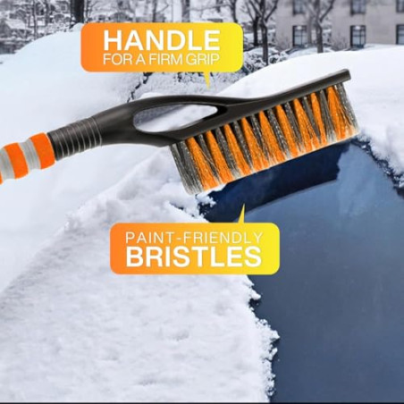 ZPQAODI 2 rasquetas de hielo para coche con escoba, rascador de hielo 2 en 1 para coche con escoba, 60 cm, batidor de nieve extr