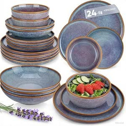 vancasso PLAYA - Vajillas Completas para 6 Personas, 24 Piezas, Platos Vajilla Moderna de Gres - Cuencos Cereales, Postres, Plat