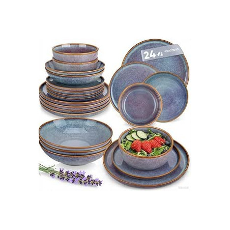 vancasso PLAYA - Vajillas Completas para 6 Personas, 24 Piezas, Platos Vajilla Moderna de Gres - Cuencos Cereales, Postres, Plat