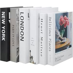 6 libros decorativos de tapa dura para mesas de centro/estantes, libros de almacenamiento para decoración del hogar