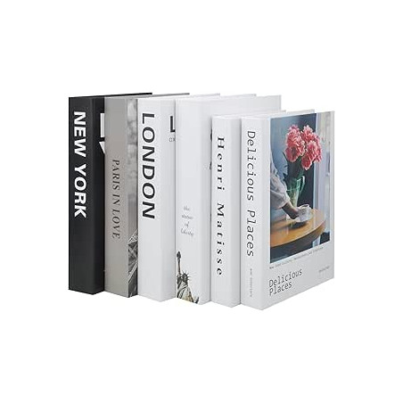 6 libros decorativos de tapa dura para mesas de centro/estantes, libros de almacenamiento para decoración del hogar