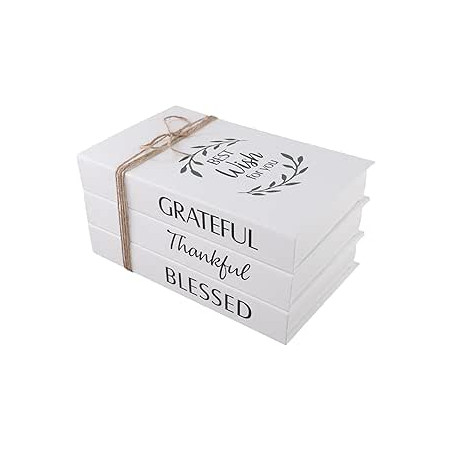 Accesorios de libros rústicos plegables de simulación para decoración del hogar, 3 piezas de adornos de montaje (deseo)