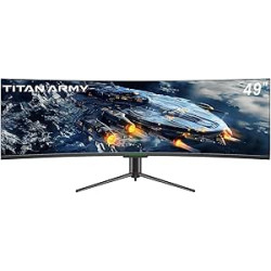 TITAN ARMY 49" Monitor Gaming Curvo, 144Hz, DFHD 3840 x 1080, UltraWide 1800R VA PC Monitor, 32:9, HDR400, G-Sync & FreeSync, 99