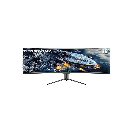 TITAN ARMY 49" Monitor Gaming Curvo, 144Hz, DFHD 3840 x 1080, UltraWide 1800R VA PC Monitor, 32:9, HDR400, G-Sync & FreeSync, 99