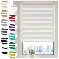 Sonello Estor Enrollable de Doble Capa Noche y Día 65cm x 210cm Blanco, Klemmfix sin taladrar, Tejido, Fácil de Instalar sin H