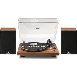 Tocadiscos de Vinilo, ANGELS HORN Reproductor de Vinilos Bluetooth HiFi con Altavoces Estéreo, Giradiscos con Preamplificador I